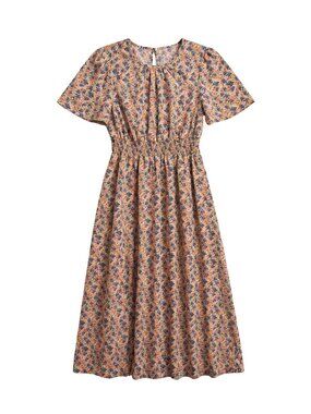 NWOT | Colorful Floral Smocked Waist Flutter Sleeve Maxi Dress Medium